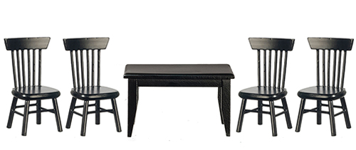 Table/Chair Set, Black, 5 Pieces